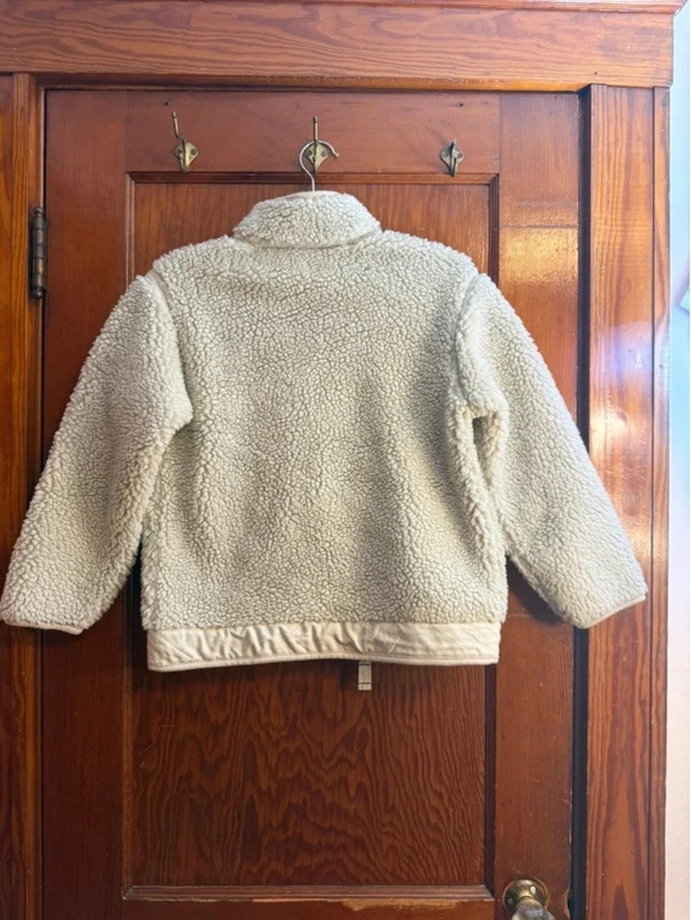 Gap Kids Outdoor Sherpa Fleece Jacket Small Cream Blue Full Zip